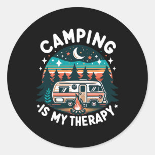 Sticker Rond Le Camping Est Ma Thérapie Vacances D'été Famille