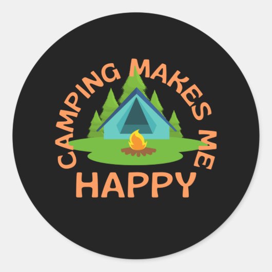 Sticker Rond Le Camping Me Rend Heureux (Devant)