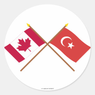 Sticker Rond Le Canada et les drapeaux croisés par Turquie