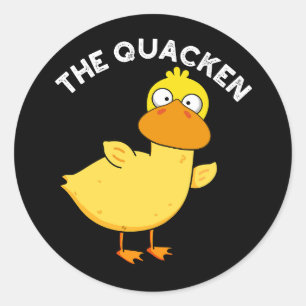 Sticker Rond Le Canard Drôle de Quacken Pun Sombre BG
