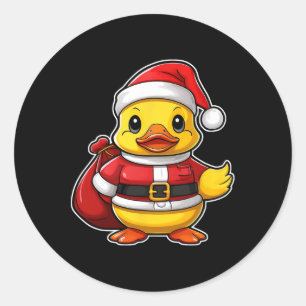 Sticker Rond Le canard en caoutchouc du Père Noël Pajamas Noël