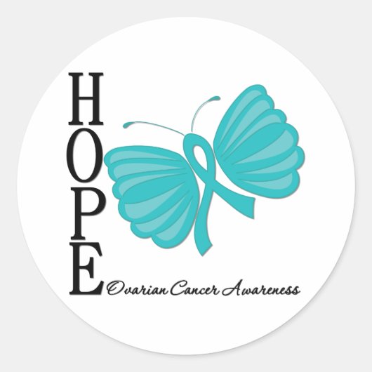 Sticker Rond Le cancer de l'ovaire du papillon Hope (Devant)