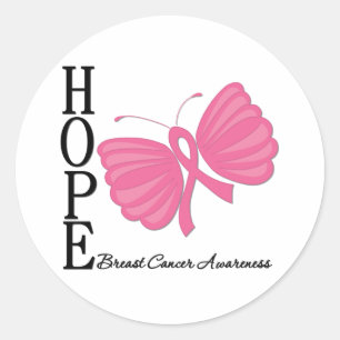 Sticker Rond Le cancer du sein chez le papillon Hope