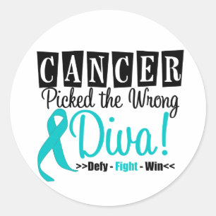 Sticker Rond Le Cancer ovarien a sélectionné la diva fausse v