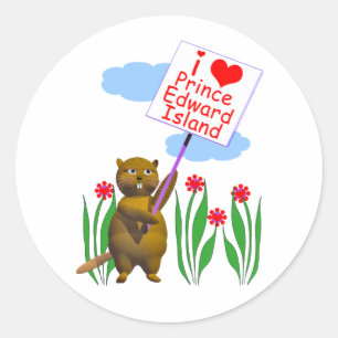 Sticker Rond Le castor canadien aime île Prince Edouard