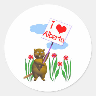Sticker Rond Le castor canadien aime l'Alberta