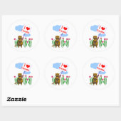 Sticker Rond Le Castor canadien aime le Canada (Feuille)