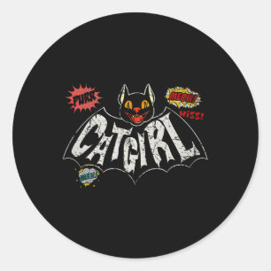 Sticker Rond Le Catgirl Vintage Rockabilly