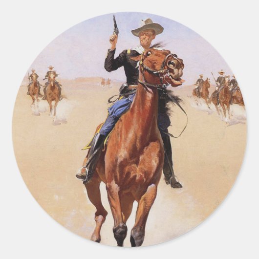 Sticker Rond Le cavalier par Frederic Remington (Devant)