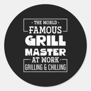 Sticker Rond Le Célèbre Maître Grill Au Travail Funny Bbq Ba