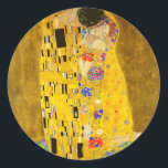 Sticker Rond Le célèbre tableau de Gustav Klimt, The Kiss.<br><div class="desc">Le célèbre tableau de Gustav Klimt,  The Kiss. Sticker rond classique. Célèbre peinture de Gustav Klimt.</div>