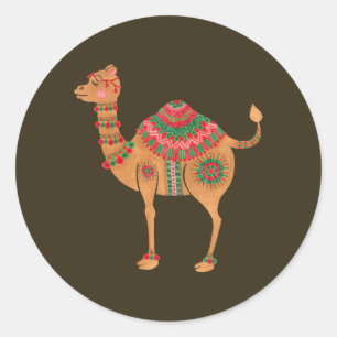Sticker Rond Le chameau ethnique