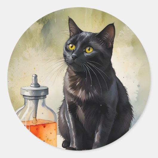 Sticker Rond Le chat de l'alchimiste (Devant)