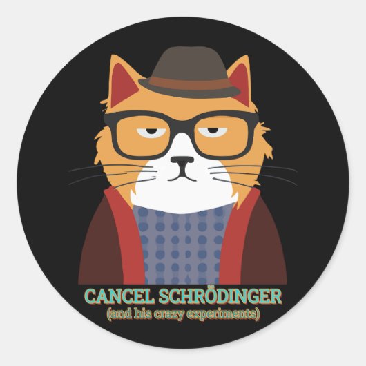 Sticker Rond Le chat de Schrodinger (Devant)