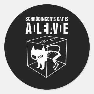 Sticker Rond Le Chat De Schrodinger Est Vivant Dead Paradox Sci