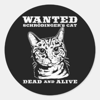 Sticker Rond Le chat de Schrodinger voulait mort ou vivant