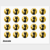 Sticker Rond Le chat et la lune (Feuille)
