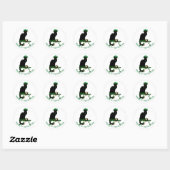Sticker Rond Le Chat Noir Clover St. Patrick's Day (Feuille)