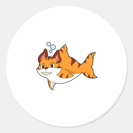 Sticker Rond Le chat tigre comme requin dans l'eau.PNG (Devant)