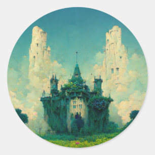 Sticker Rond Le Château Abandonné Imaginaire Sci-Fi