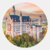 Sticker Rond Le château de Neuschwanstein (Devant)