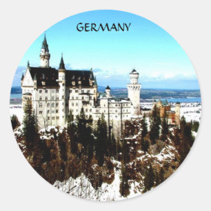 STICKER ROND LE CHÂTEAU DE NEUSCHWANSTEIN, ALLEMAGNE