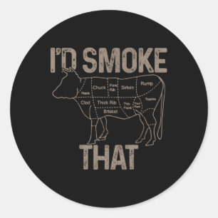 Sticker Rond Le Chef Boucher Cook Bbq Id Fumer Que Vache Boeuf
