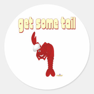 Sticker Rond Le Chef Du Homard Rouge Obtient Une Petite Queue