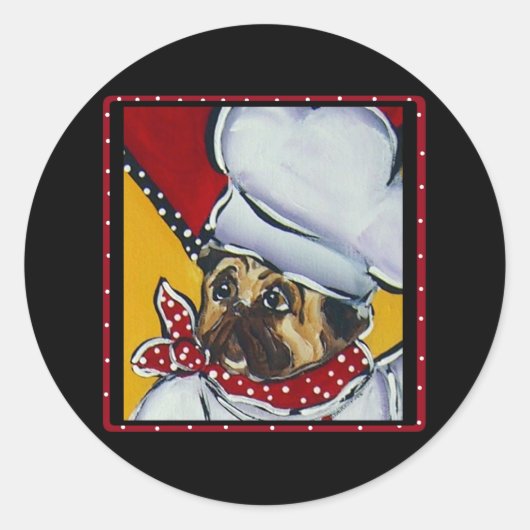 Sticker Rond Le Chef Pug (Devant)