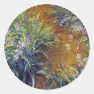 Sticker Rond Le chemin à travers les iris par Claude Monet