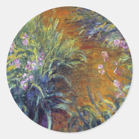 Sticker Rond Le chemin à travers les Irises par Claude Monet (Devant)