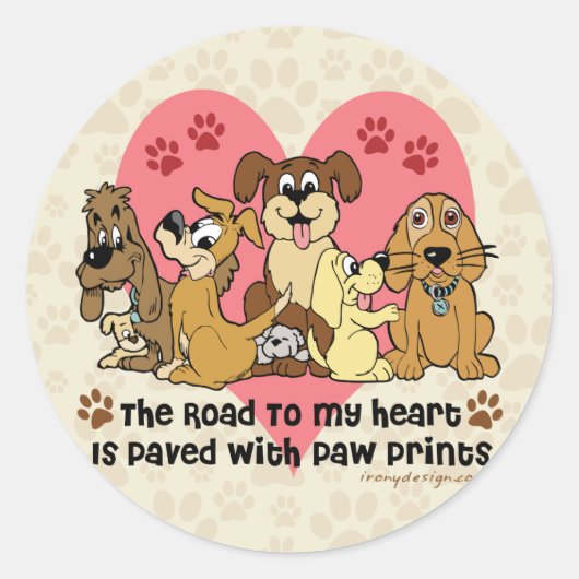 Sticker Rond Le Chemin Vers Mes Chiens Du Coeur (Devant)