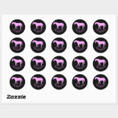 Sticker Rond Le Cheval Rose (Feuille)