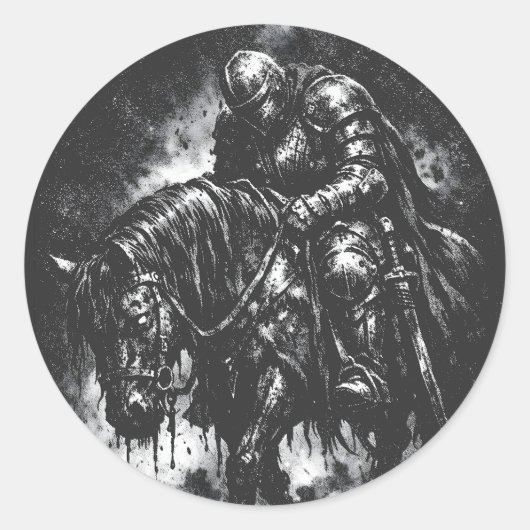 Sticker Rond Le Chevalier Déchu par BurnsInHell (Devant)