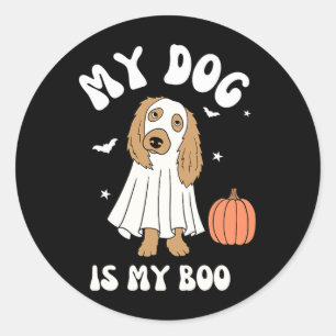 Sticker Rond Le chien de femmes est Boo pour les vibrations d'H