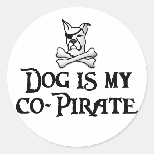 Sticker Rond Le chien est mon co-pirate (Devant)