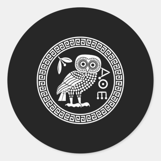 Sticker Rond Le Chouette D'Athéna La Mythologie Grecque Ancienn (Devant)
