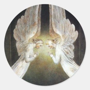 Sticker Rond Le Christ a gardé par des anges par William Blake