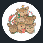 Sticker Rond Le Christ Tree Funny Animal Christmas<br><div class="desc">The deer look like a Christmas tree. Veuh fairy lights and Santa's hats they are perfect pour Christmas. Every deer lover is happy about cute animals for the holidays en hiver.</div>