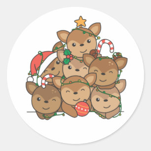 Sticker Rond Le Christ Tree Funny Animal Christmas