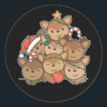 Sticker Rond Le Christ Tree Funny Animal Christmas<br><div class="desc">The deer look like a Christmas tree. Veuh fairy lights and Santa's hats they are perfect pour Christmas. Every deer lover is happy about cute animals for the holidays en hiver.</div>