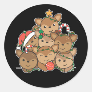 Sticker Rond Le Christ Tree Funny Animal Christmas