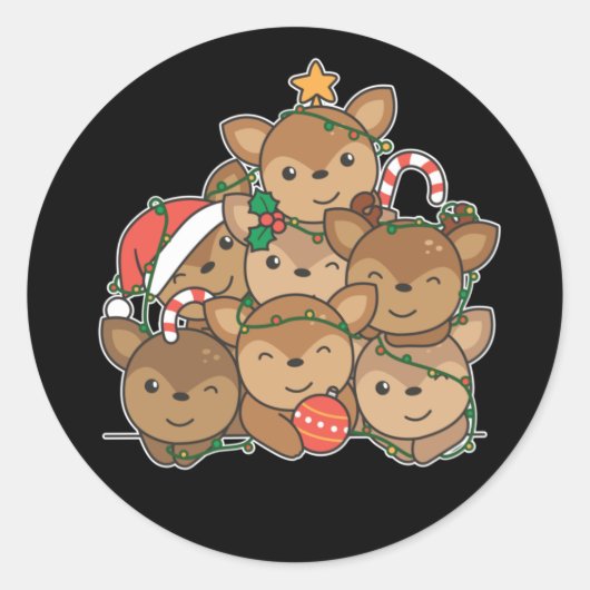 Sticker Rond Le Christ Tree Funny Animal Christmas (Devant)