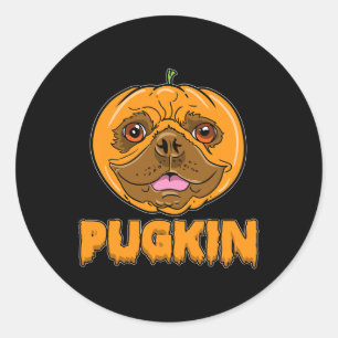 Sticker Rond Le Citrouille de Bulldog Frenchie Pugkin Halloween