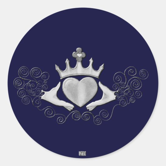 Sticker Rond Le Claddagh (Argent) (Devant)