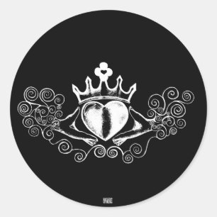 Sticker Rond Le Claddagh (blanc)