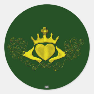 Sticker Rond Le Claddagh (Or)