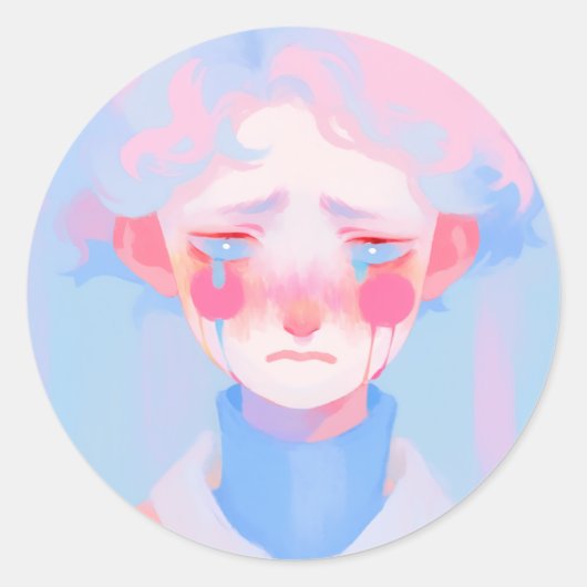 Sticker Rond Le Clown en Pleure (Devant)