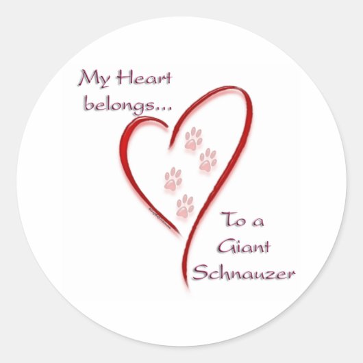 Sticker Rond Le coeur de Schnauzer géant (Devant)