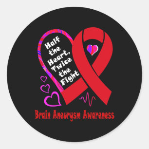 Sticker Rond Le Coeur Deux Fois La Lutte Contre L'Aneurysme Cer
